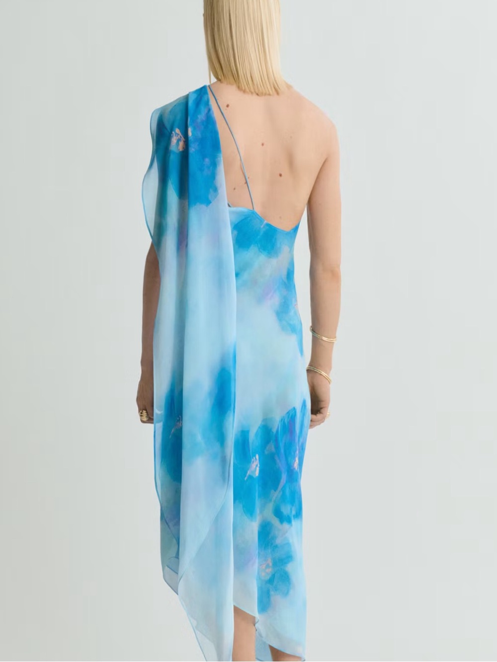 NWT Mango Asymmetrical Blue Dress scarf - Picture 5 of 5